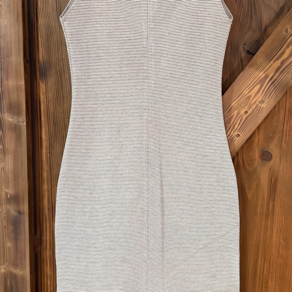 Zara Cream and Black Striped Midi Dress - Picture 3 of 7